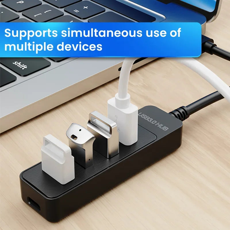 4-Port USB 3.0 Splitter Hub | Type-C & USB 2.0 Expander