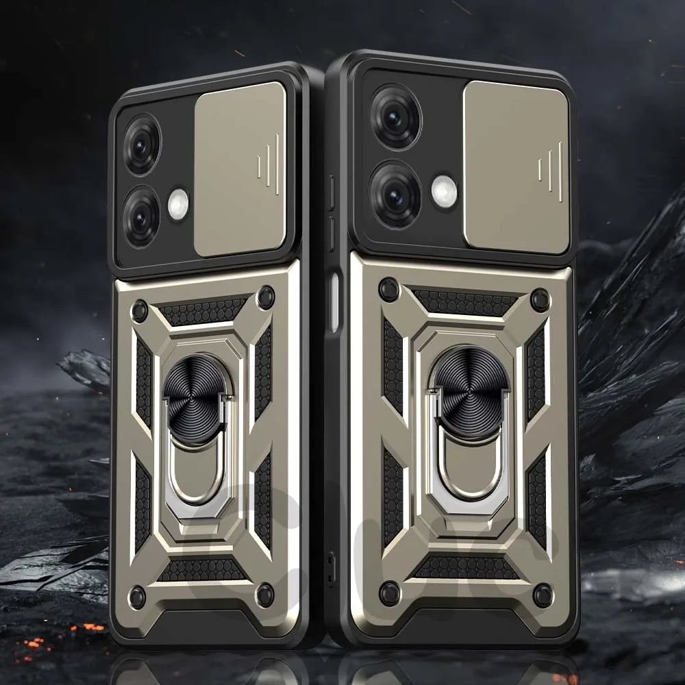 Rugged-Durable & Dependable Moto Phone Cases | Heavy Protection With Finger Ring Support & Camera Privacy Slide