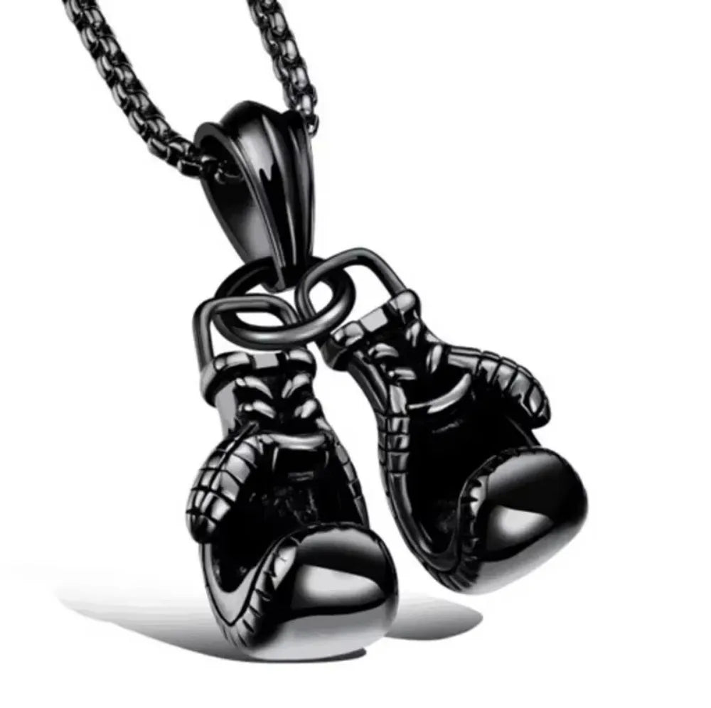 Bust-Down Everlasting Fighter Fashion Jewelry Boxing Glove Pendant | Golden Gloves Fight-Night Design on Rope Chain