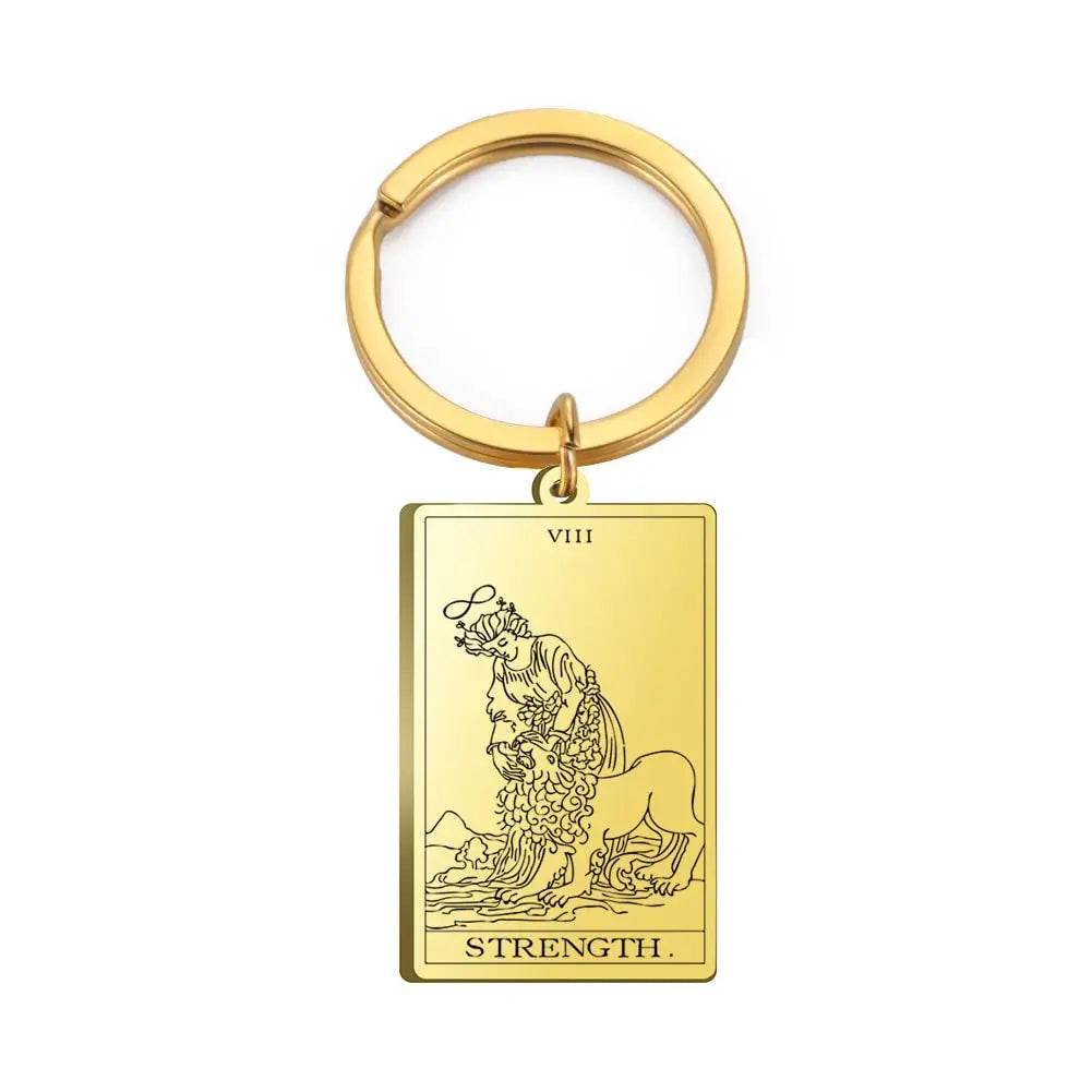Tarot Card Keychain – Stainless Steel Gold & Silver | Major Arcana Mystical Symbol Charm