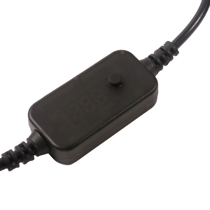 Black electronic component with a cable on a white background
