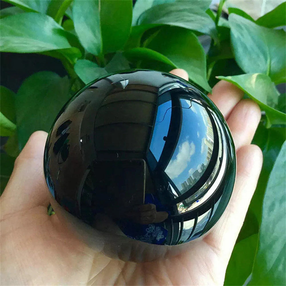 Natural Black Obsidian Sphere Energy Meditation Ball