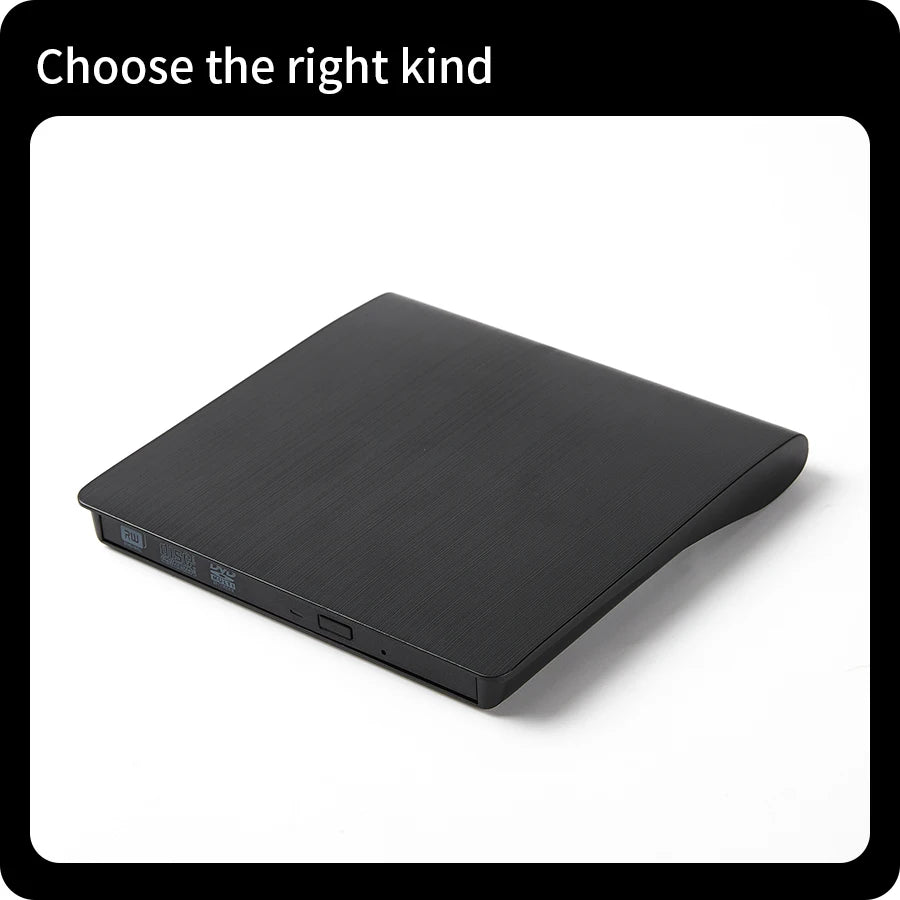 Portable External DVD-RW Drive Burner & Reader | Sleek Lightweight Design