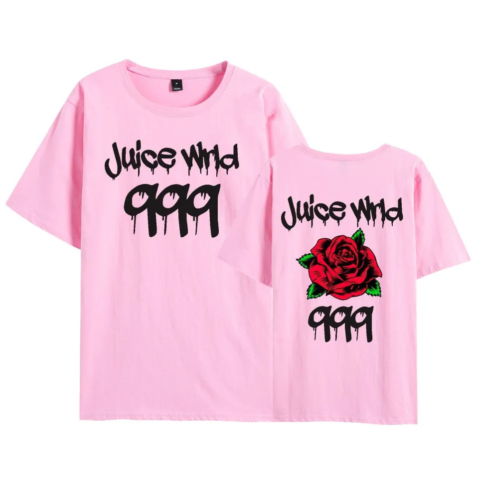 Juice WRLD 999 tribute t-shirt with red rose graphic