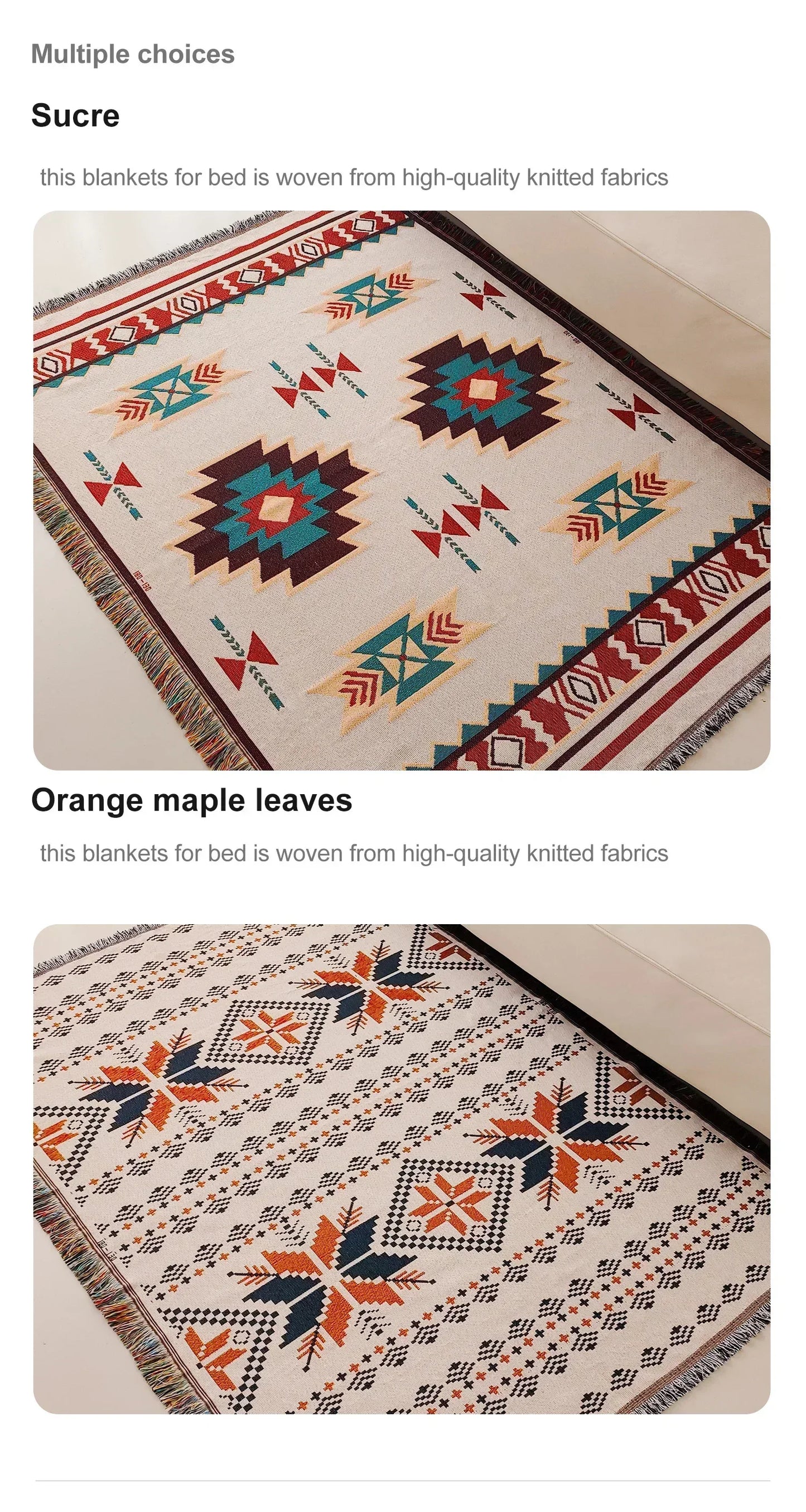Oversized Aztec & Mayan Boho Throw Blanket - Vintage Geometric Tapestry
