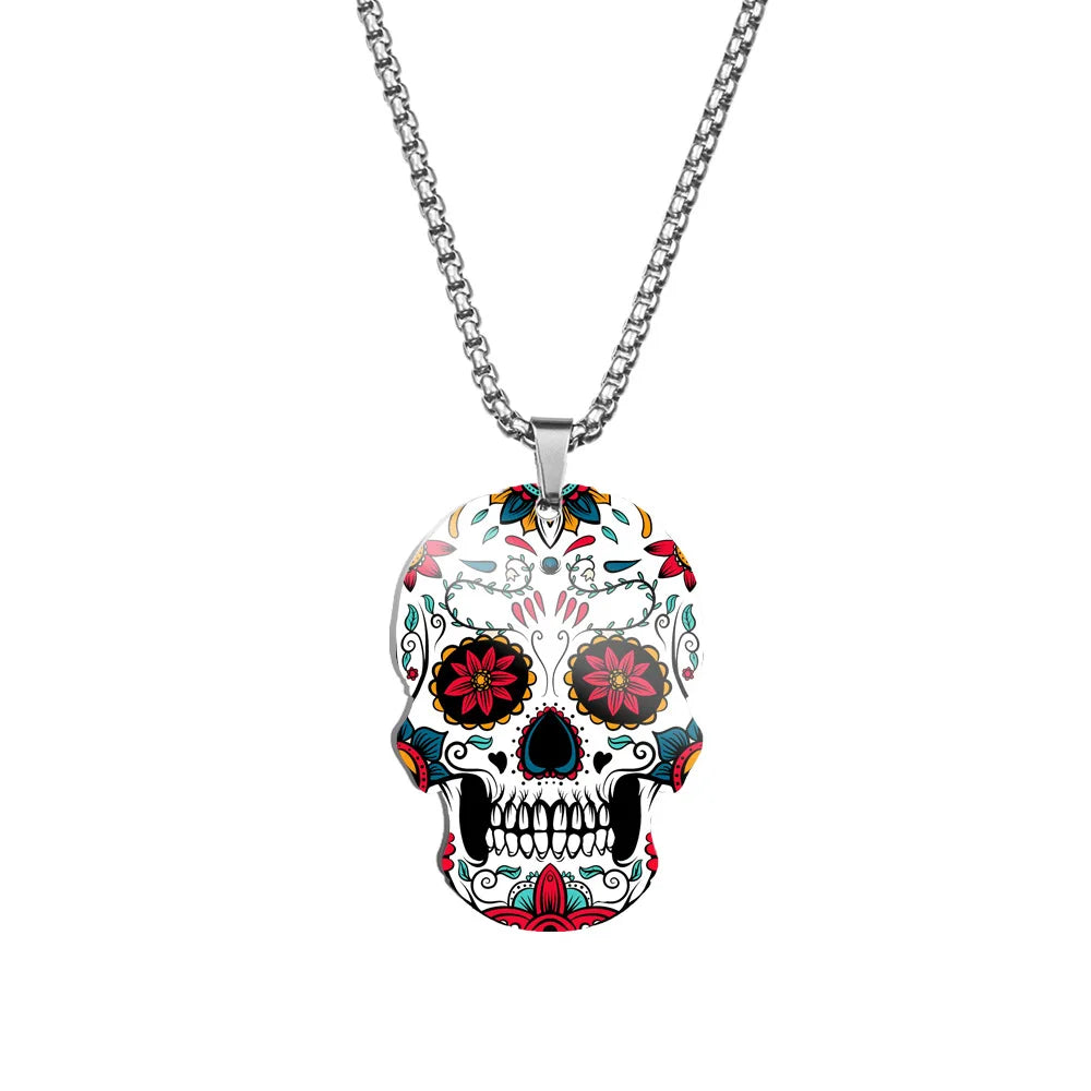 Festive Crystal Skull Keychain | Titanium-Plated Stainless Steel Charm
