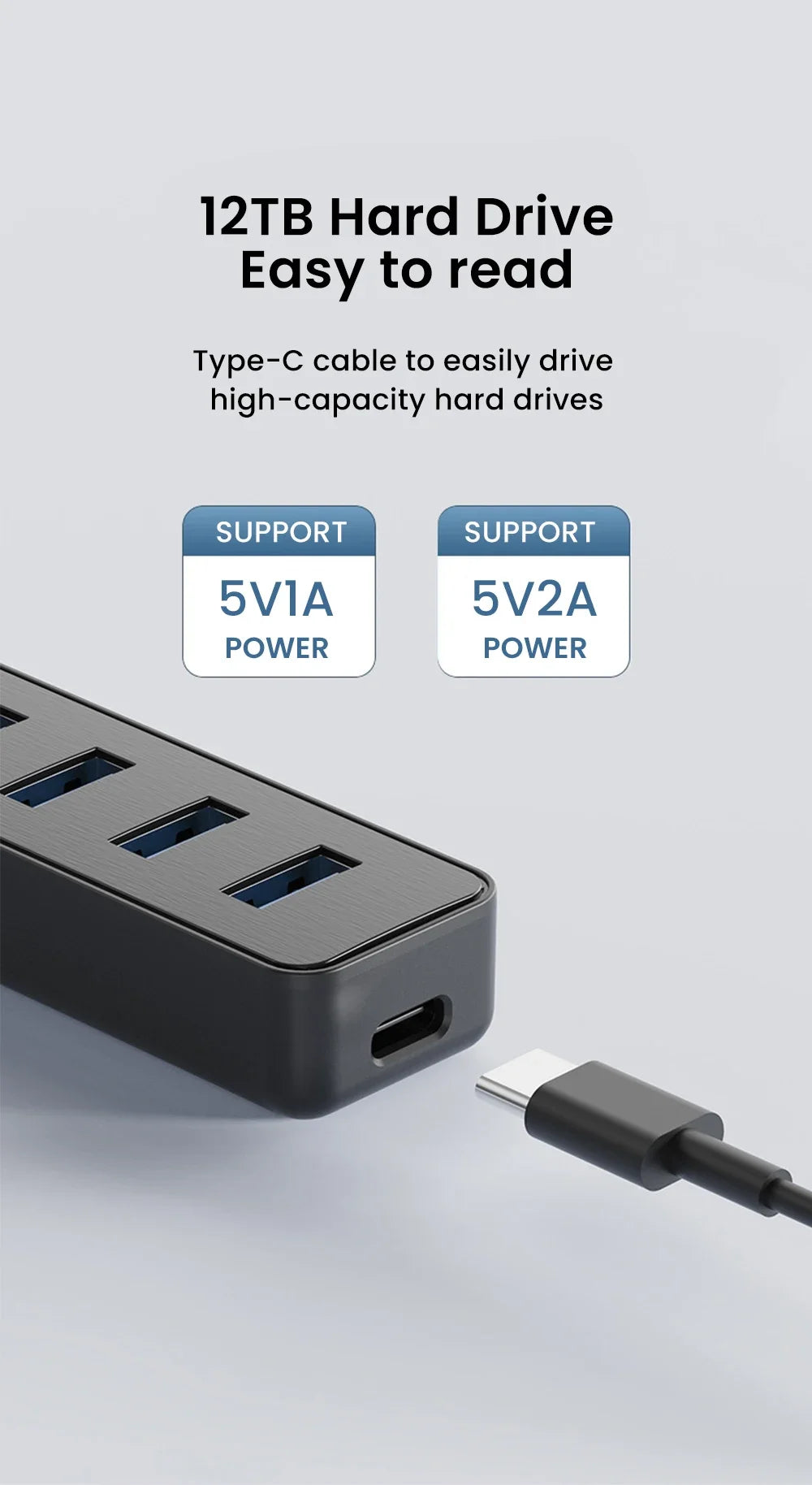4-Port USB 3.0 Splitter Hub | Type-C & USB 2.0 Expander