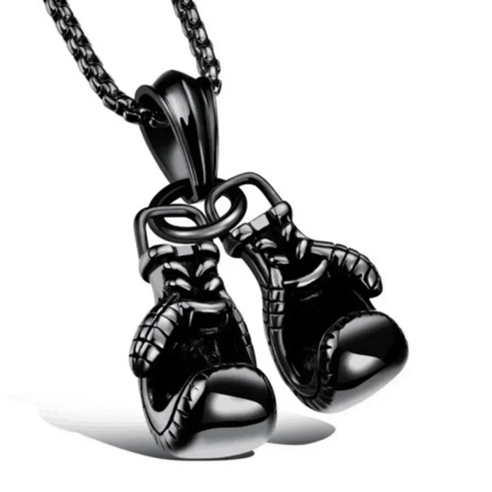 Bust-Down Everlasting Fighter Fashion Jewelry Boxing Glove Pendant | Golden Gloves Fight-Night Design on Rope Chain