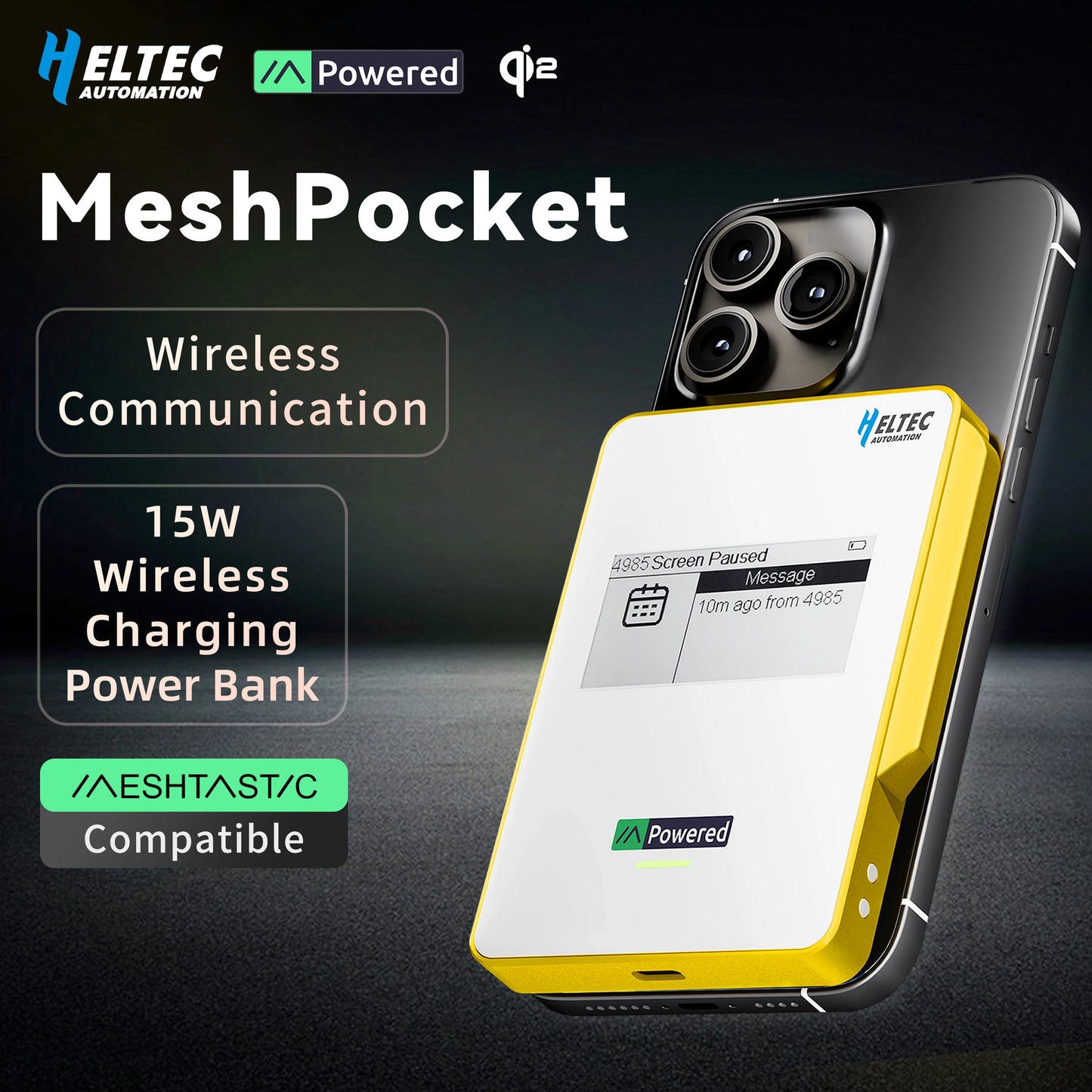 Heltec MeshPocket Qi2 Magnetic Power Bank & Meshtastic LoRa Node