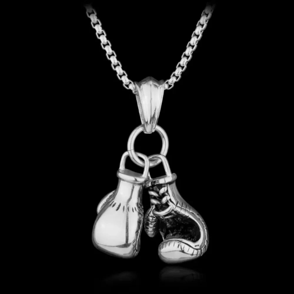 Bust-Down Everlasting Fighter Fashion Jewelry Boxing Glove Pendant | Golden Gloves Fight-Night Design on Rope Chain