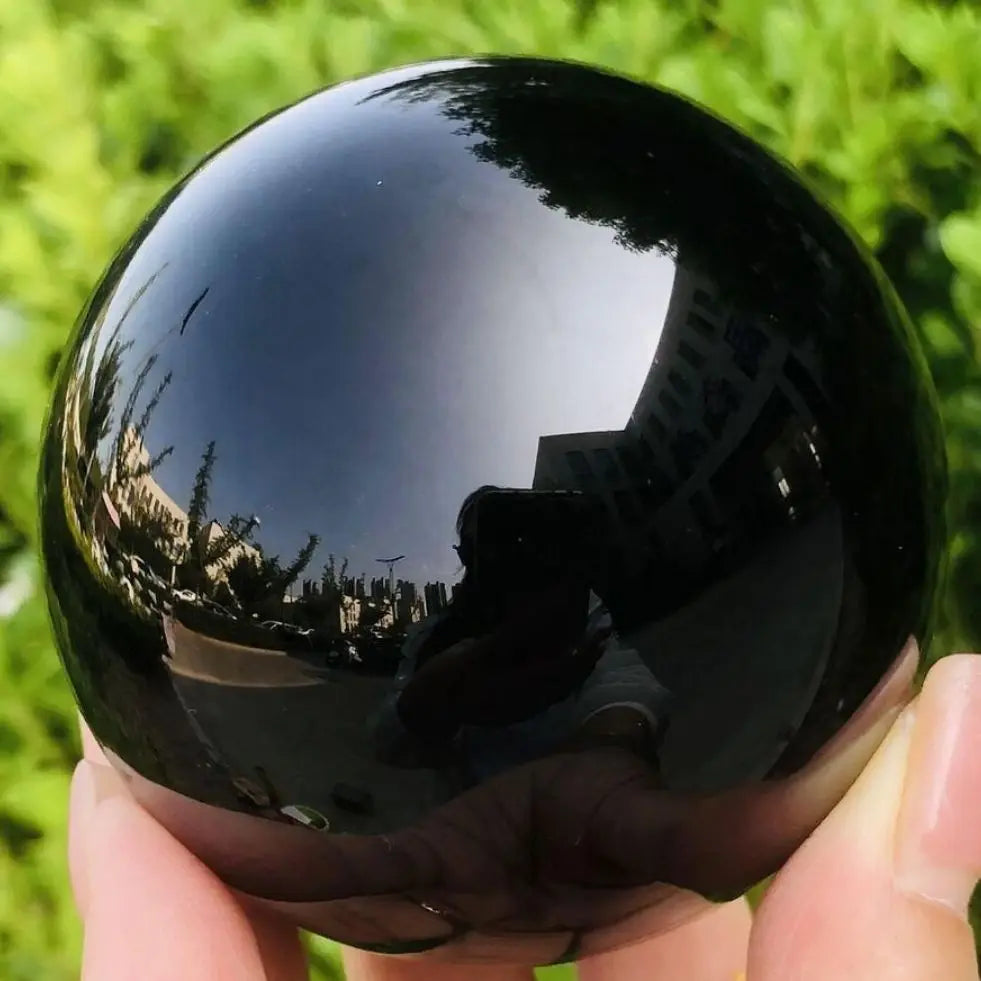Natural Black Obsidian Sphere Energy Meditation Ball