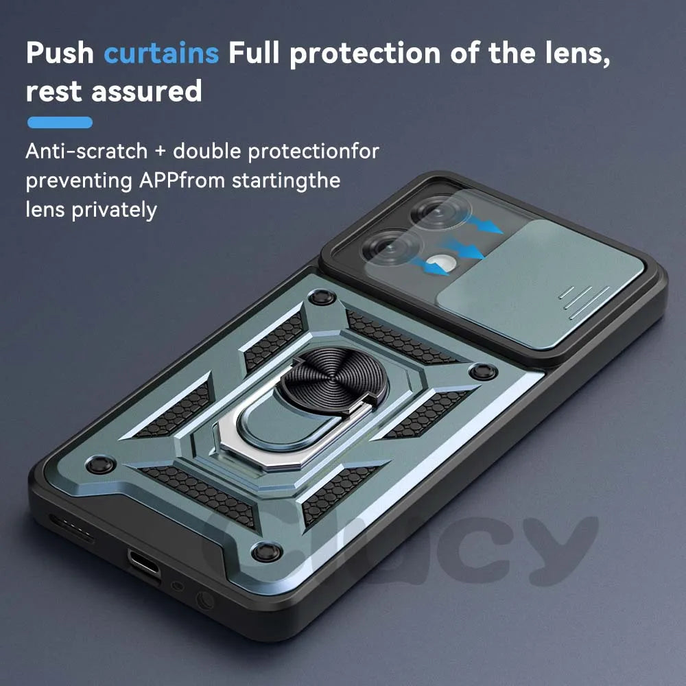 Rugged-Durable & Dependable Moto Phone Cases | Heavy Protection With Finger Ring Support & Camera Privacy Slide