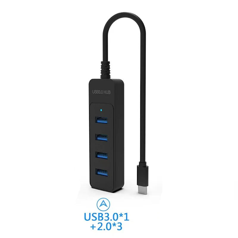 4-Port USB 3.0 Splitter Hub | Type-C & USB 2.0 Expander