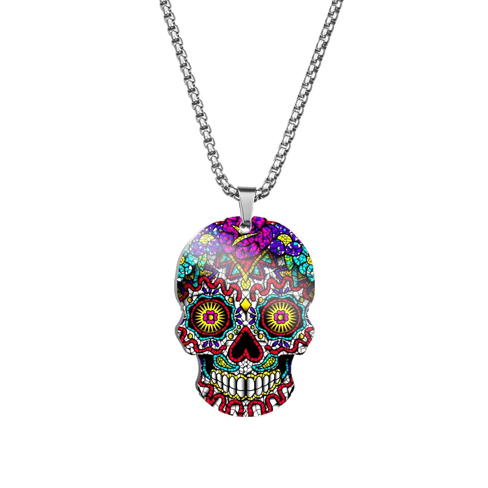 Festive Crystal Skull Keychain | Titanium-Plated Stainless Steel Charm