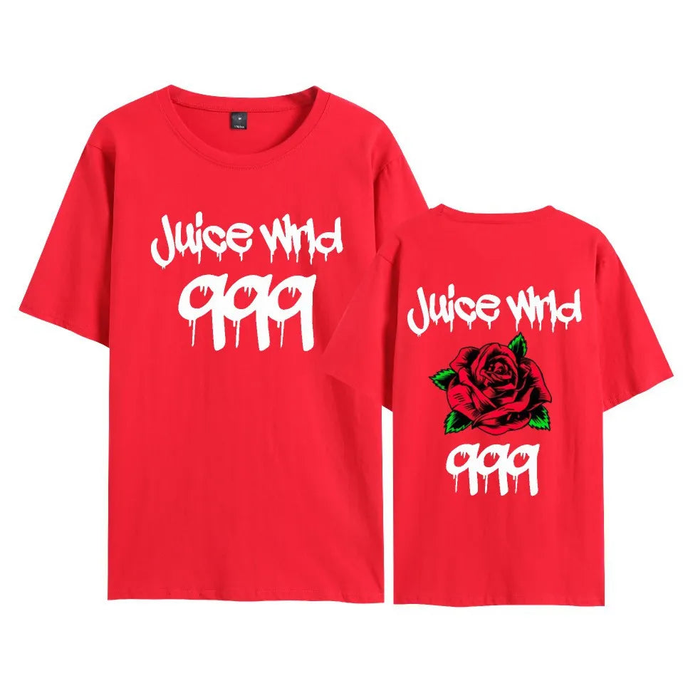 Juice WRLD 999 tribute t-shirt with red rose graphic