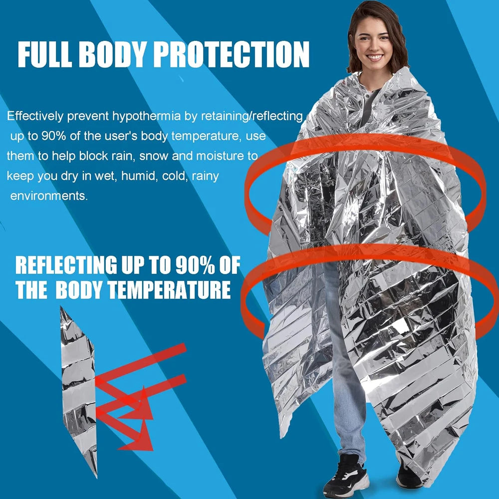NASA Survival Emergency Blanket: Thermal Mylar Foil Body Warmer