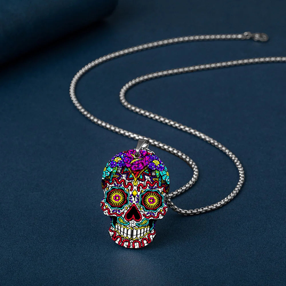 Festive Crystal Skull Keychain | Titanium-Plated Stainless Steel Charm