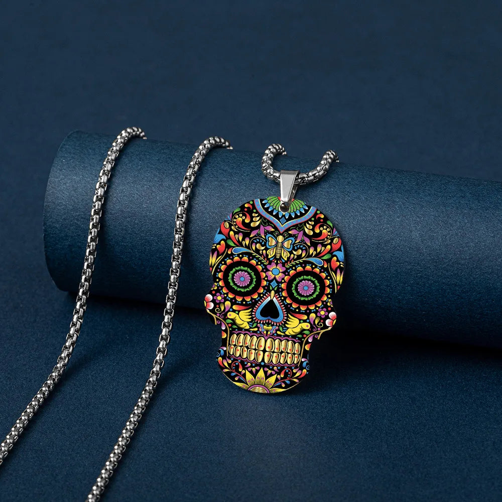 Festive Crystal Skull Keychain | Titanium-Plated Stainless Steel Charm