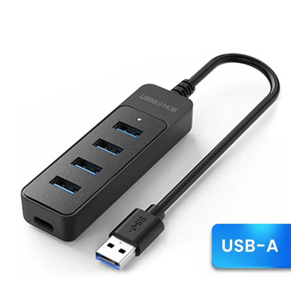 4-Port USB 3.0 Splitter Hub | Type-C & USB 2.0 Expander