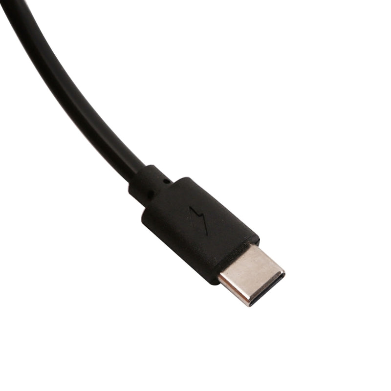 Black USB-C cable on a white background