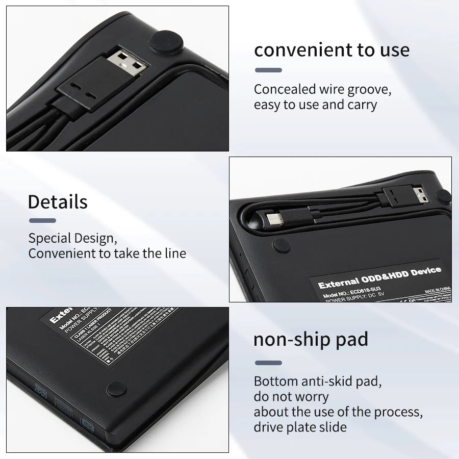 Portable External DVD-RW Drive Burner & Reader | Sleek Lightweight Design