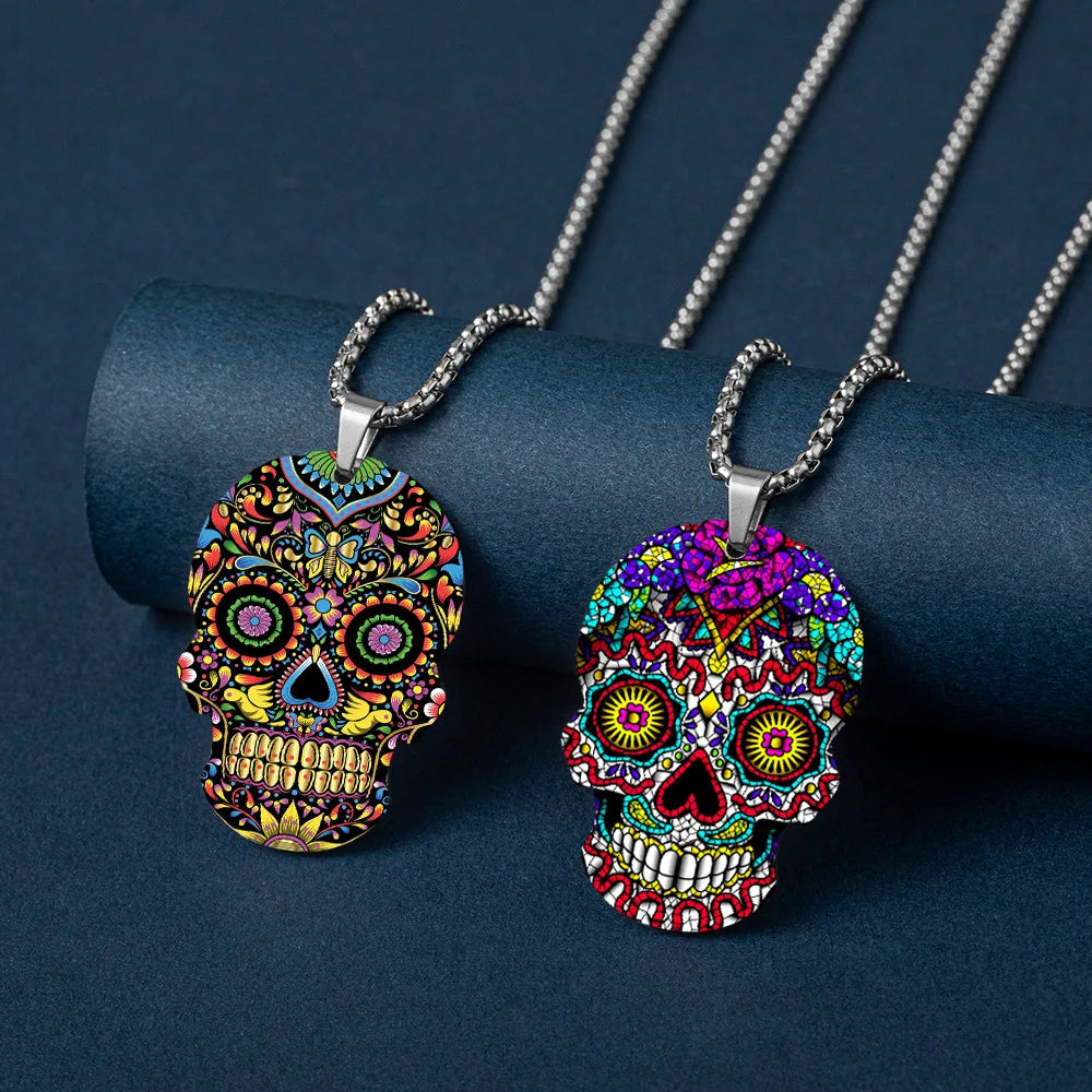 Festive Crystal Skull Keychain | Titanium-Plated Stainless Steel Charm