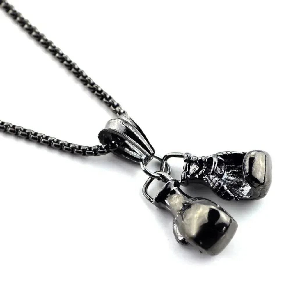 Bust-Down Everlasting Fighter Fashion Jewelry Boxing Glove Pendant | Golden Gloves Fight-Night Design on Rope Chain