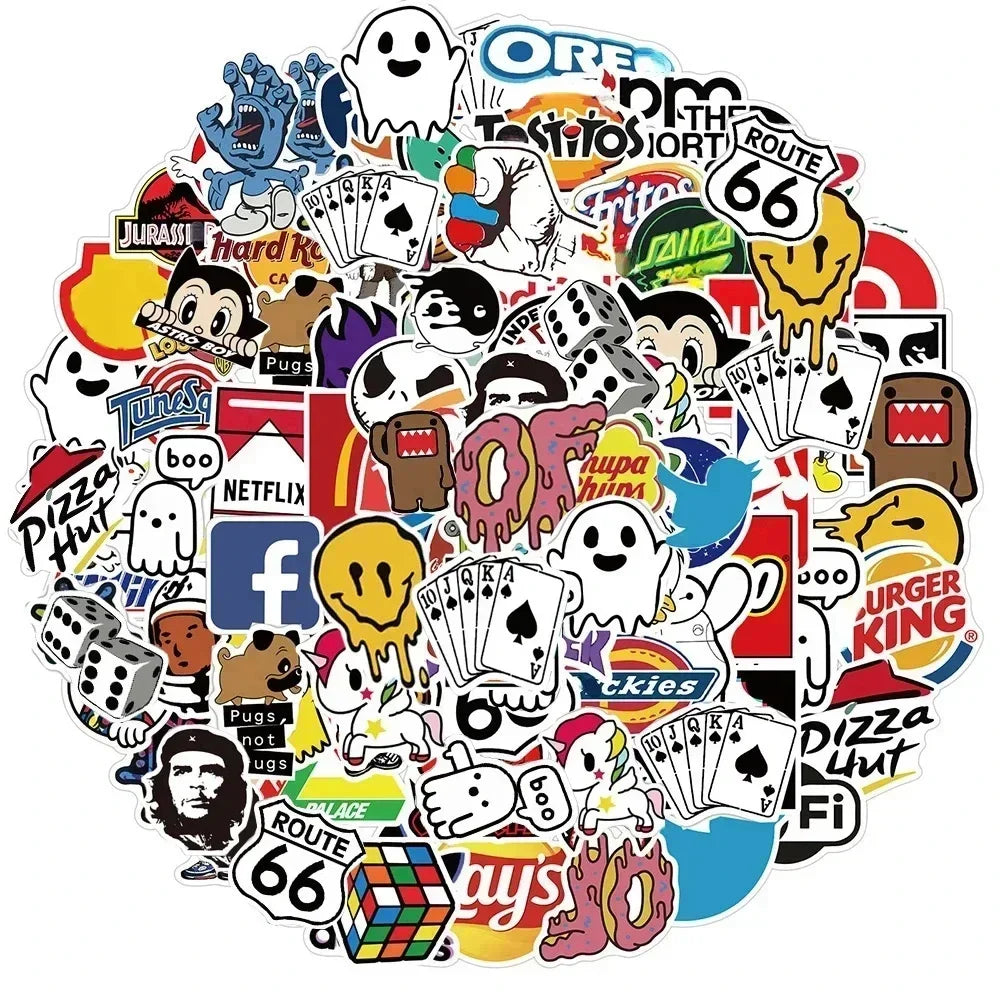 Random Brand Logo Fan Sticker | Fun Gift Decal Bundle Skateboard Stickers