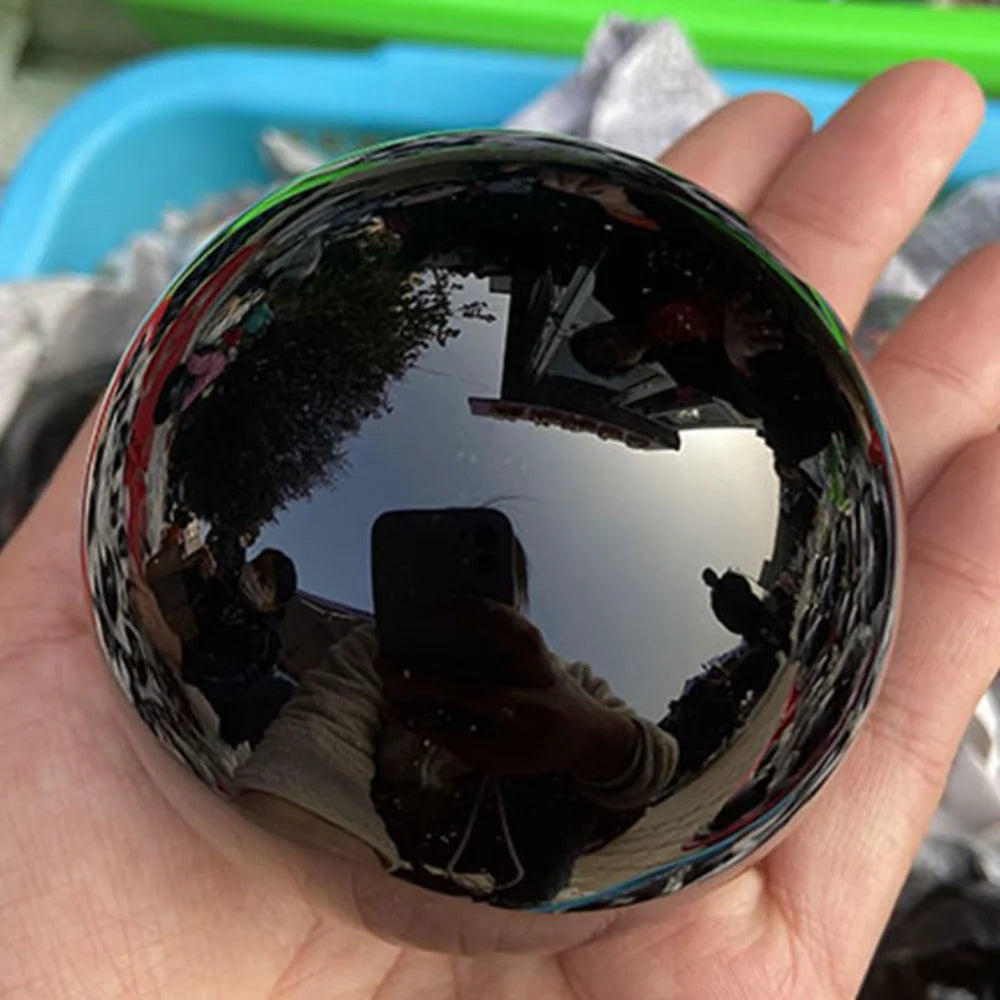 Natural Black Obsidian Sphere Energy Meditation Ball