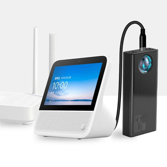 Smart device with screen and black charging power device on a white background