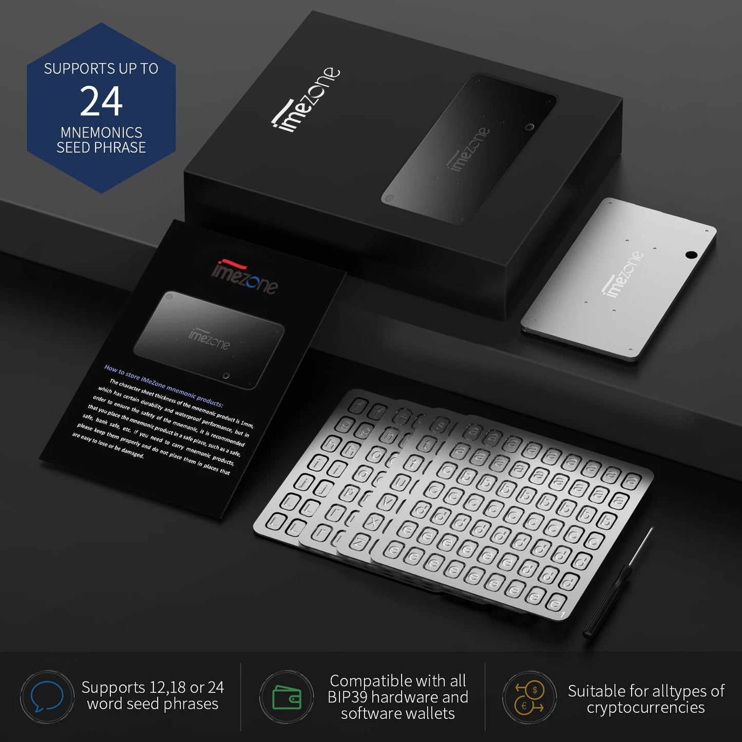 iMeZone Pro Encrypted Crypto Wallet Seed Backup | BIP39 Compatible