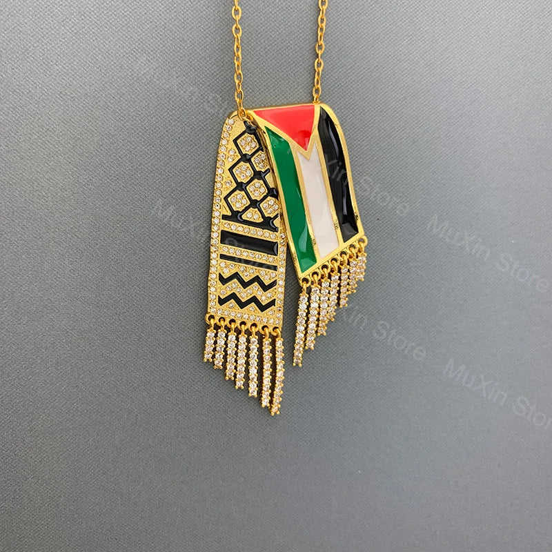 Palestinian Keffiyeh Necklace | Palestine Pendant Support Solidarity 