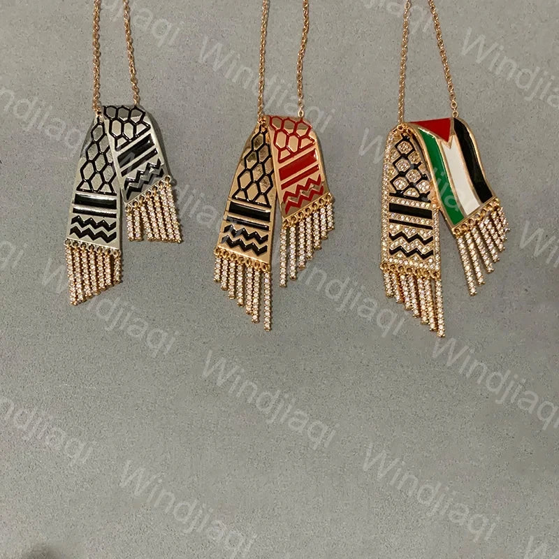 Palestinian Keffiyeh Necklace | Palestine Pendant Support Solidarity 