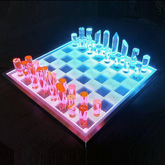 3D LED Light Glowing Chess Set - Luxe Acrylic Fire & Ice