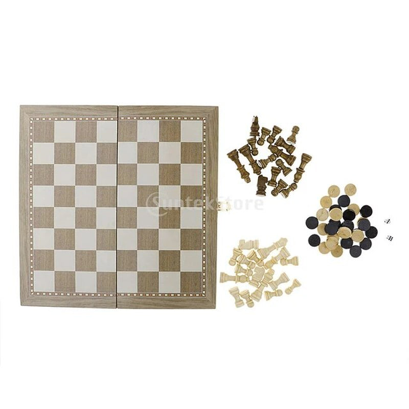 3-In-1 Checkers/Chess/Backgammon Portable Set 