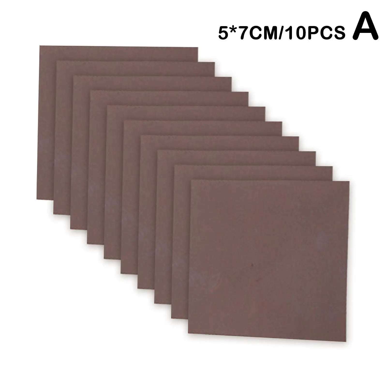 Brown square tiles with dimensions 5*7cm and quantity 10 on a white background.