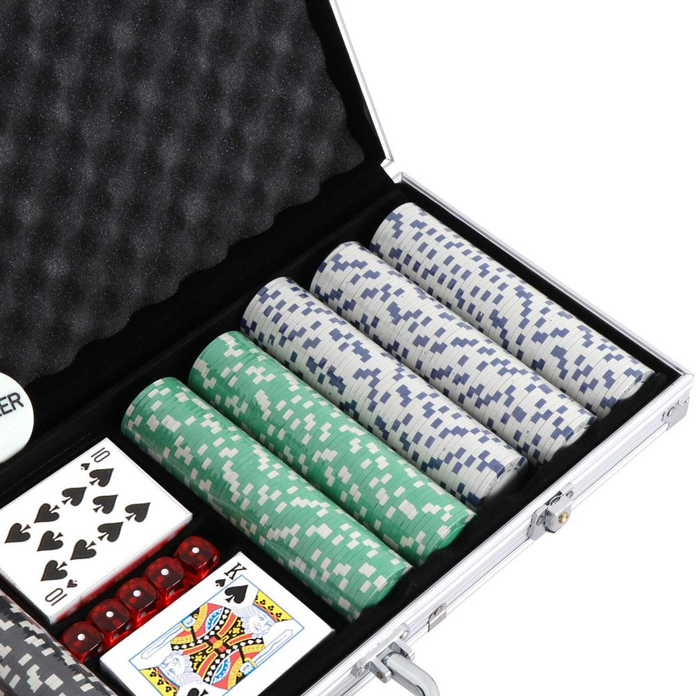 500 Poker Chip Set 11.5 Gram Dice Style Clay Casino Poker Chips W/ Aluminum Case