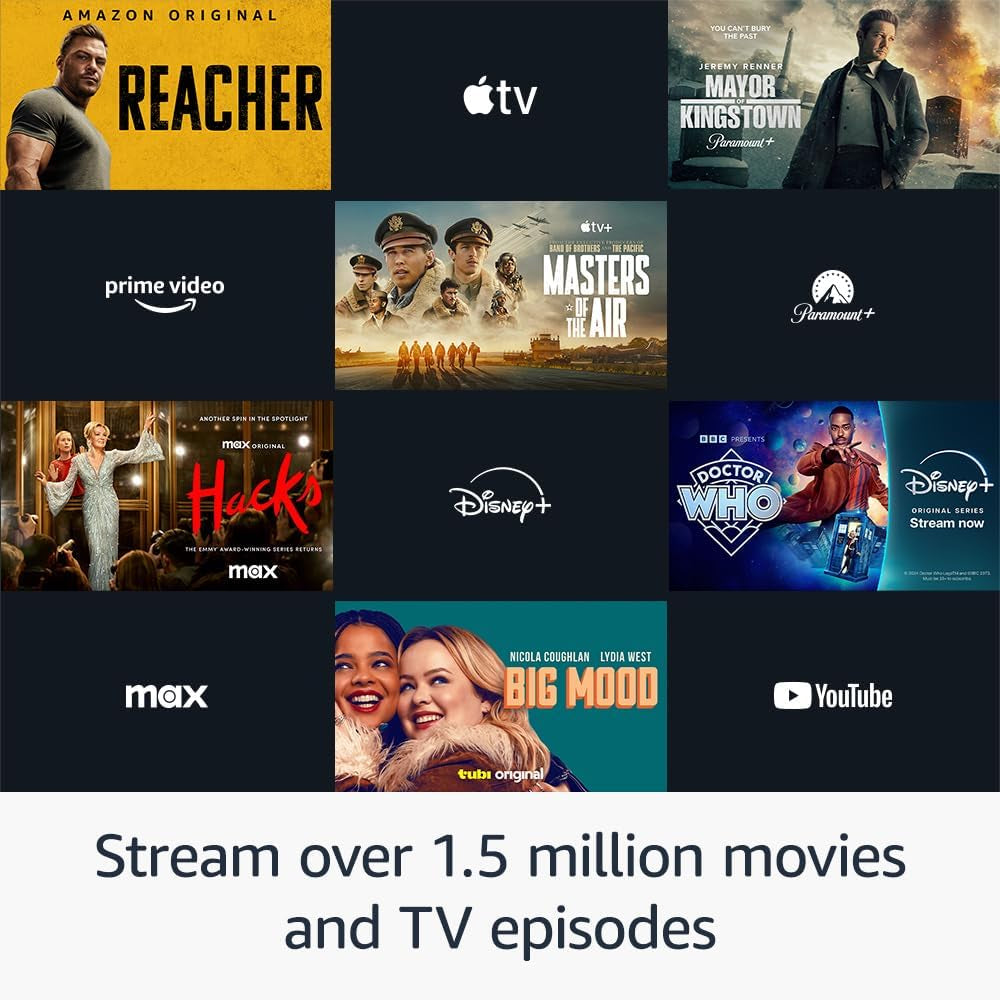 Display for the AI Powered Fire TV Stick 4K showcasing various series displays from providers that can be viewed.