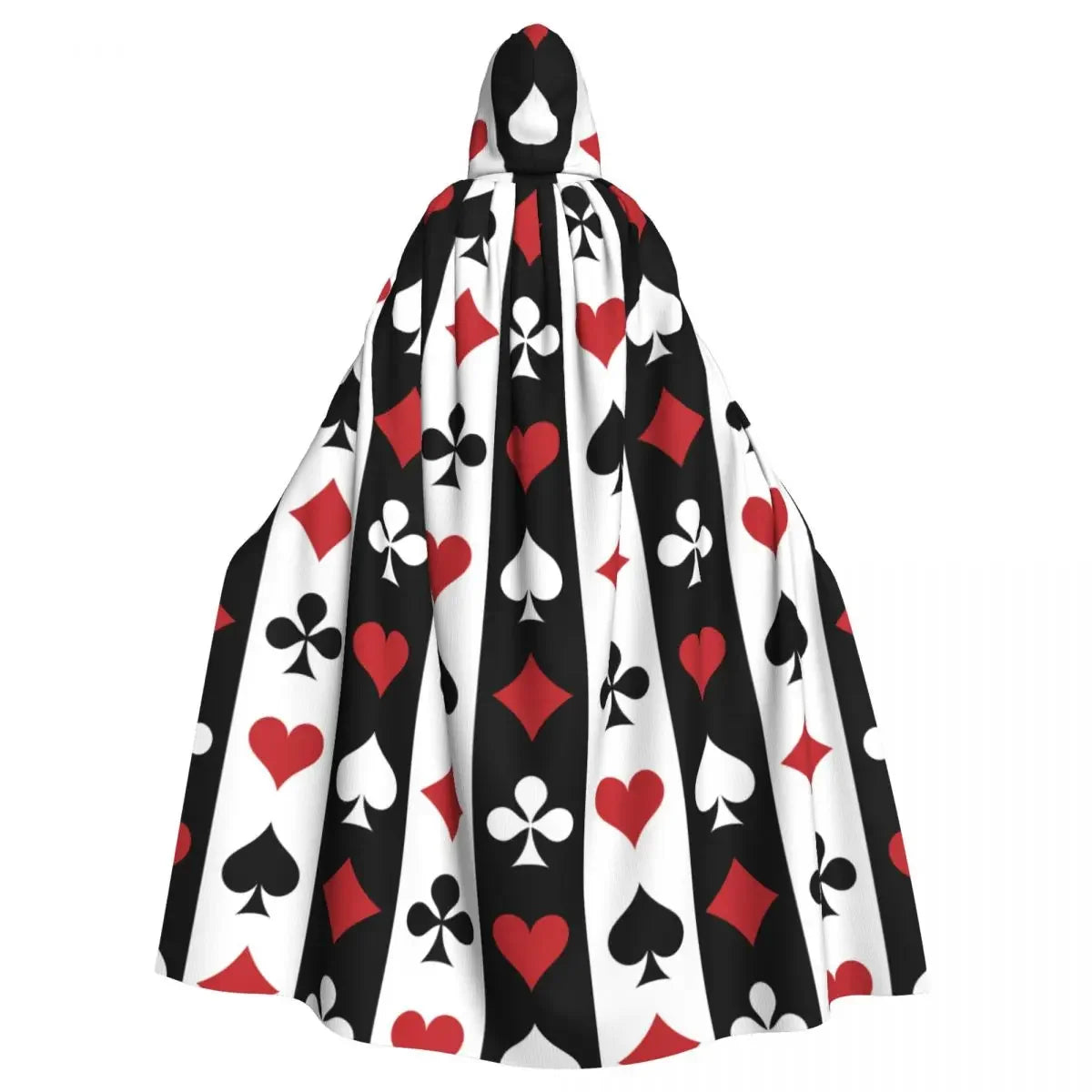 Cape with card suit pattern on a white background
