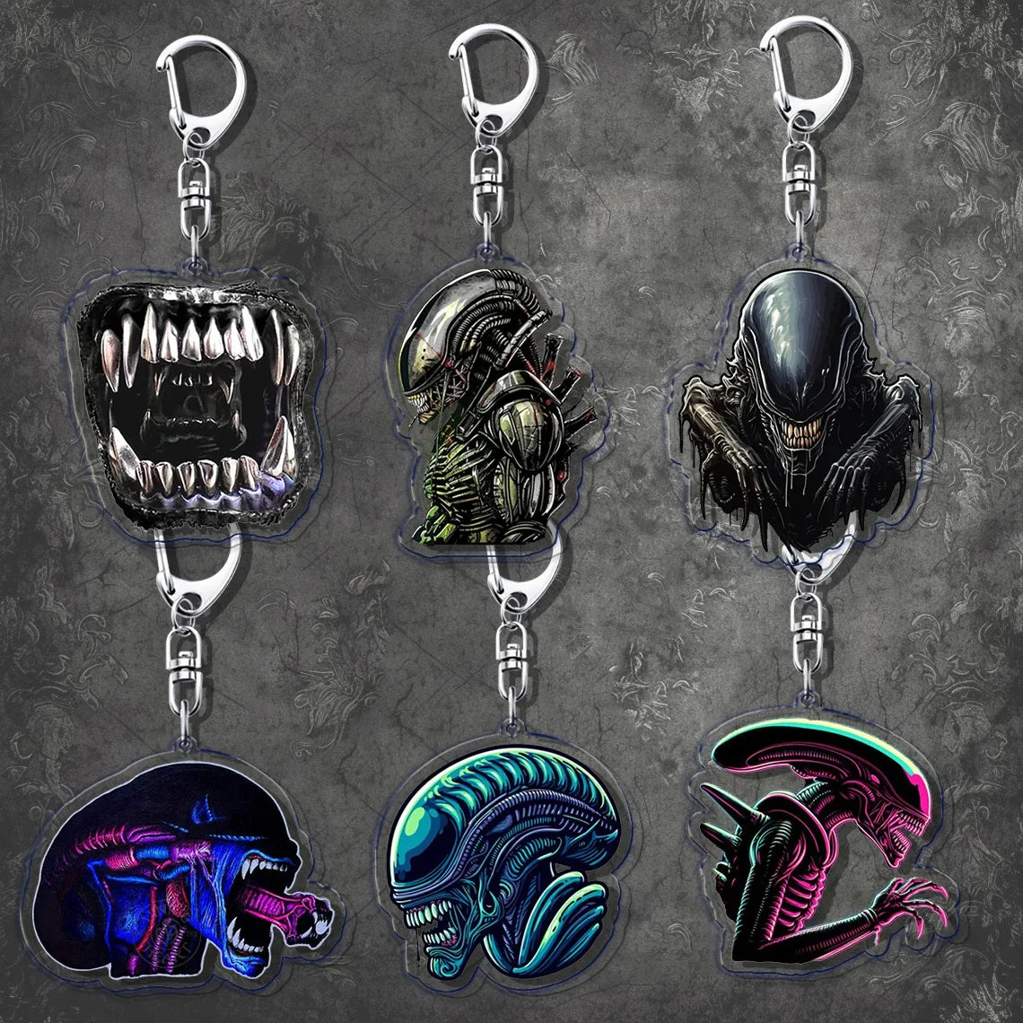 Awesome Alien Keychains—Backpack Keychain Charms Ripley Key Rings | Resurrection, Prometheus, Covenant, Predator, Requiem, Romulus, Earth