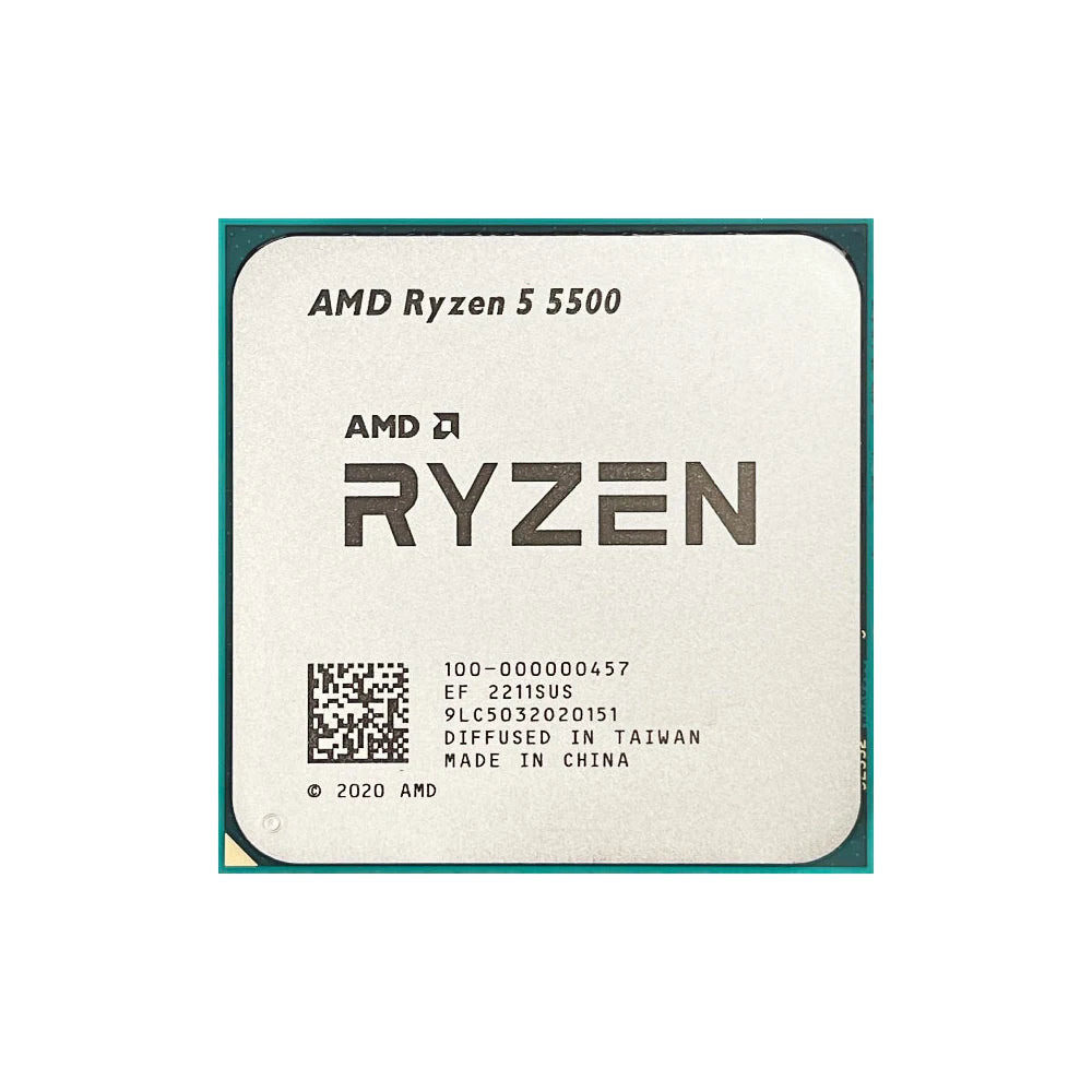 AMD Ryzen 5 5500 CPU on a white background