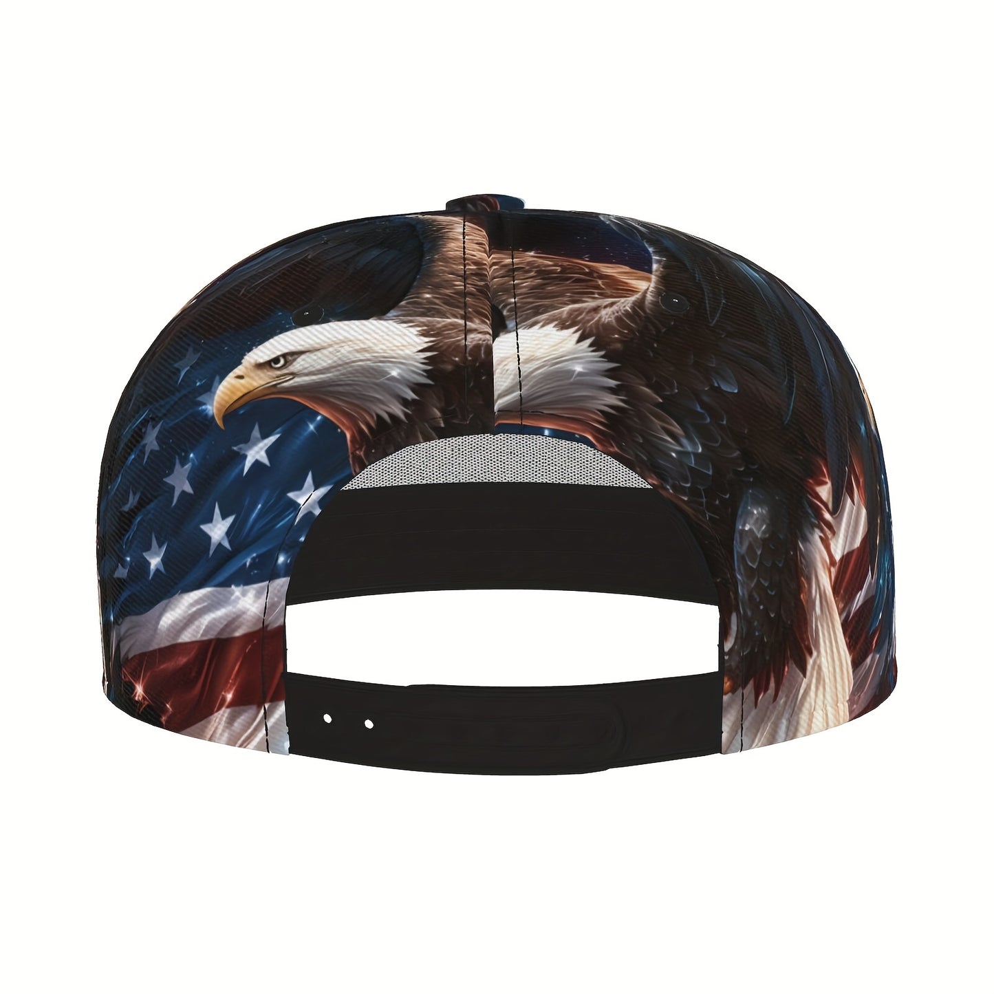 Cap with American flag and eagle design on a white background