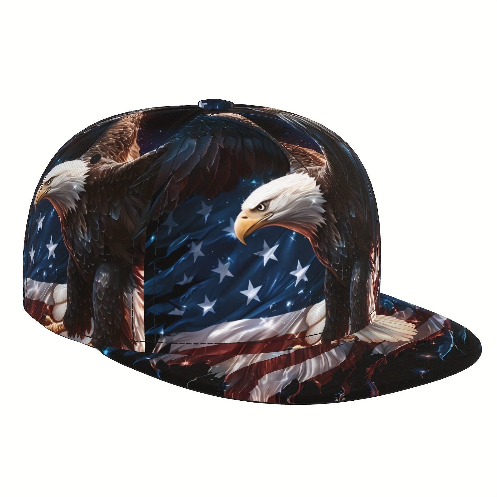 Cap with American flag and eagle design on a white background