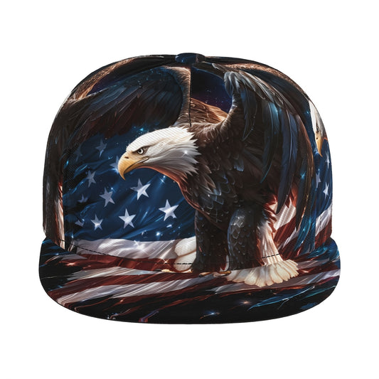 Cap with a design of an eagle and American flag on a white background