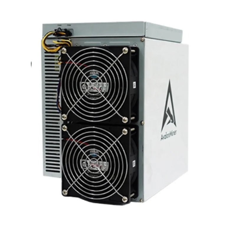 Miner with cooling fans on a white background