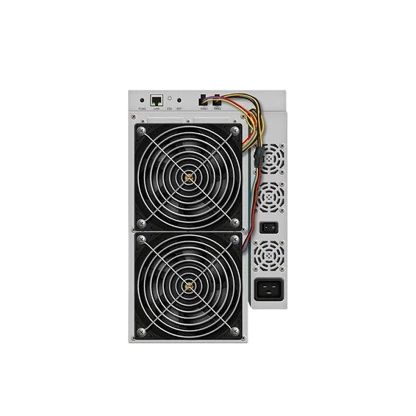 Computer server or power supply unit with fans and connectors on a white background