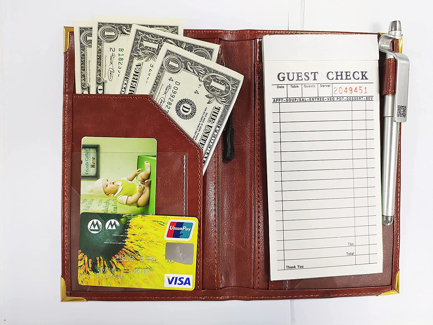 Server Record Book For Waitstaff With Zipper Pouch & Sleeve