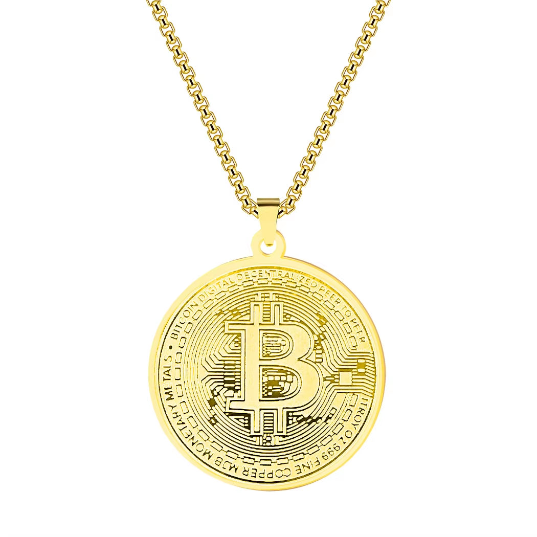Bitcoin Piece & Chain Necklace | Bust-Down Blockchain Jewelry