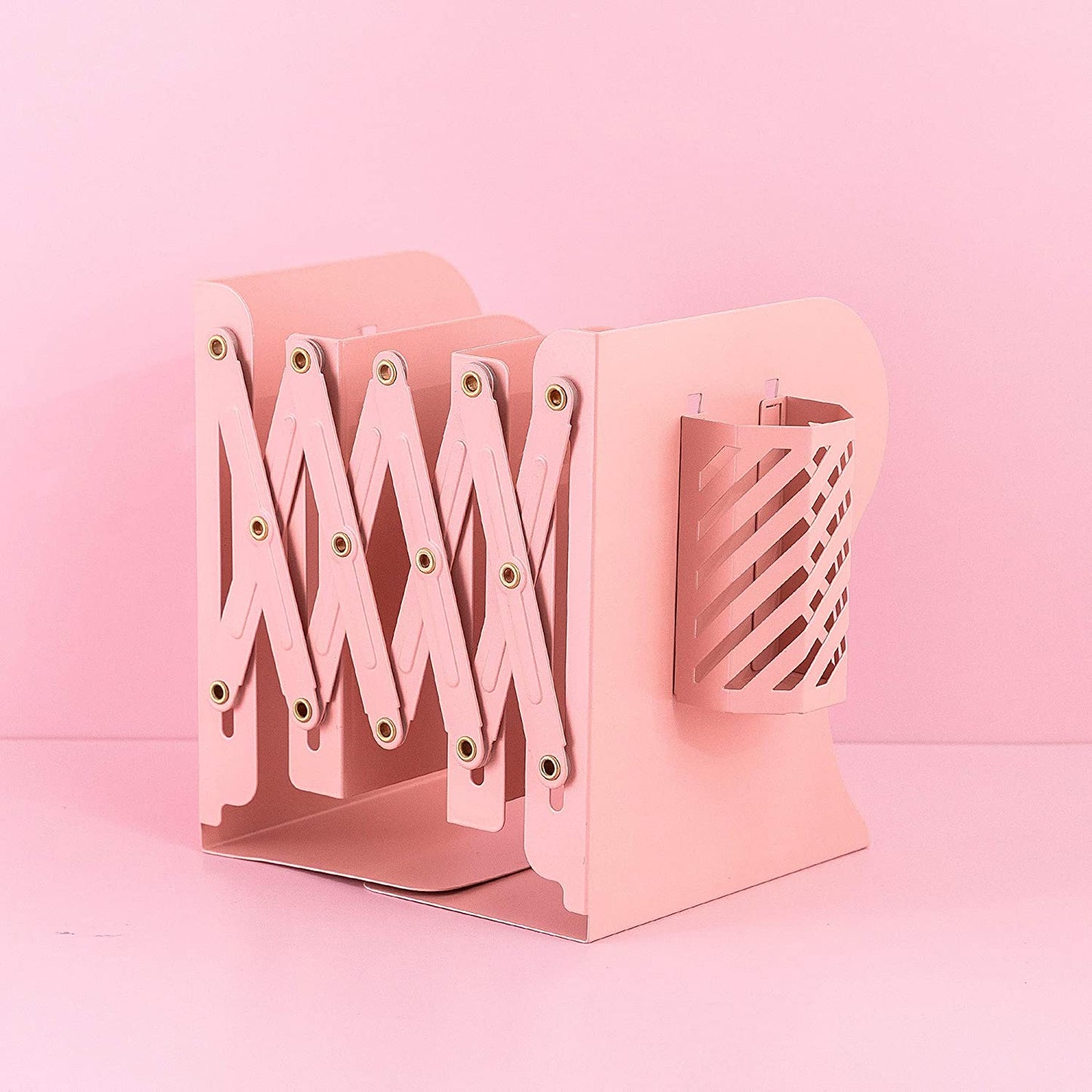 Bust-Down Books - Expandable Metal Bookshelf Bookends For Heavy Books (Pink)