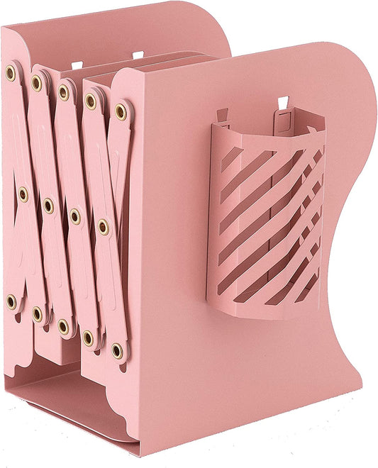 Bust-Down Books - Expandable Metal Bookshelf Bookends For Heavy Books (Pink)